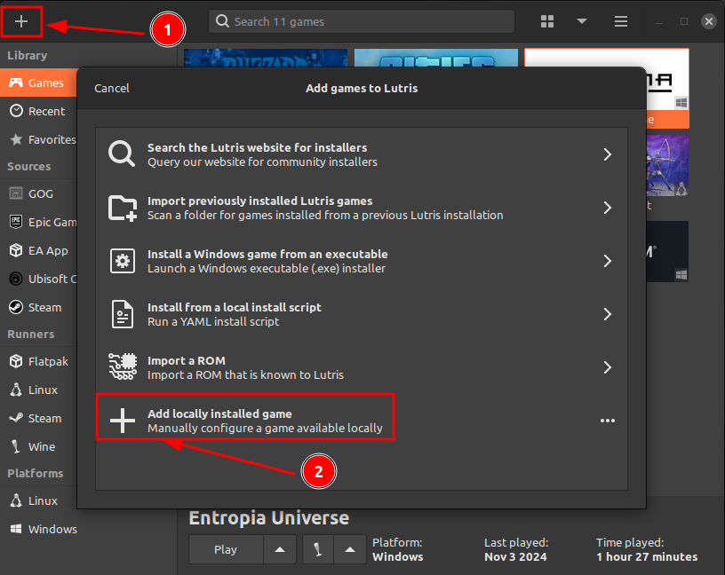 Add Entropia Universe Launcher Installer To Lutris